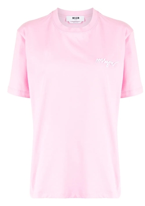 MSGM chest-logo crew neck T-shirt - Pink