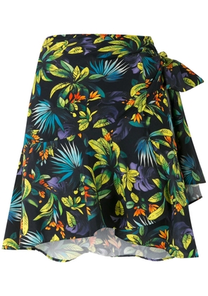 Amir Slama printed wrap skirt with panels - Black