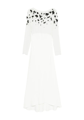 Alberta Ferretti beaded long-sleeve dress - White