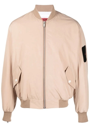 424 logo-patch quilted bomber jacket - Neutrals