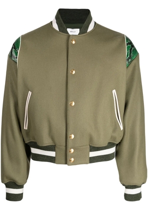 Bally snakeskin effect-detail bomber jacket - Green