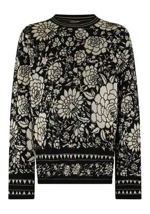 Roberto Cavalli floral-pattern wool sweater - Black