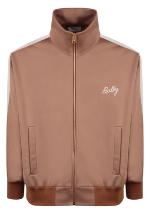 Bally logo-embroidered zip-up sweatshirt - Brown