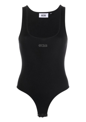 GCDS logo-print sleeveless bodysuit - Black