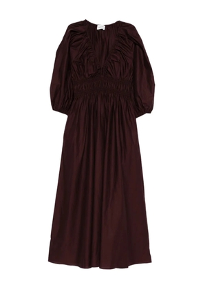 Matteau shirred plunge button midi dress - Purple