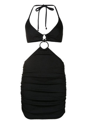 Amir Slama ribbed-detail halterneck dress - Black