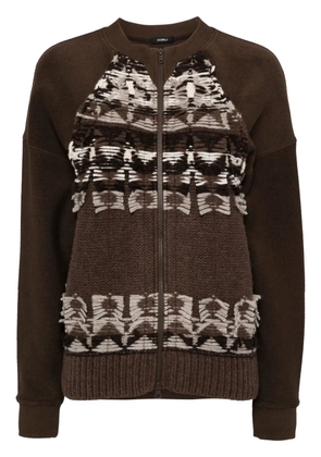 Goen.J contrast zip-up cardigan - Brown
