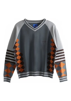 ASICS x Argyle striped ribbed hem jumper - Grey