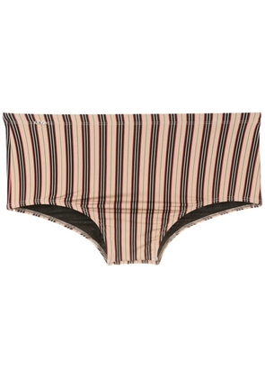 Amir Slama stripe-print swim trunks - Brown
