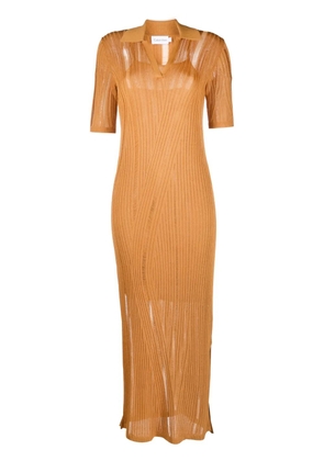 Calvin Klein ribbed-knit V-neck dress - Orange