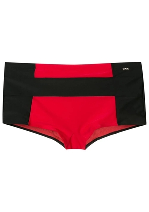 Amir Slama two-tone slip-on swim trunks - Black