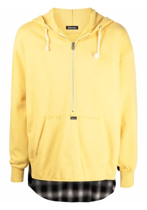 Undercoverism check-print panelled hoodie - Yellow