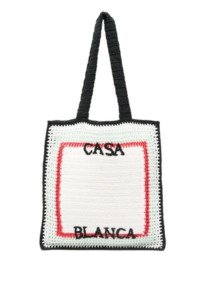 Casablanca logo-embroidered tote bag - White