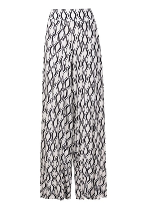 Amir Slama wave-print palazzo trousers - White