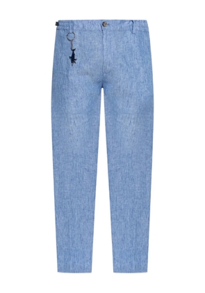 Paul & Shark shark-keychain linen trousers - Blue