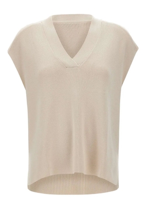 ELENA MIRO` V-neck ribbed top - White