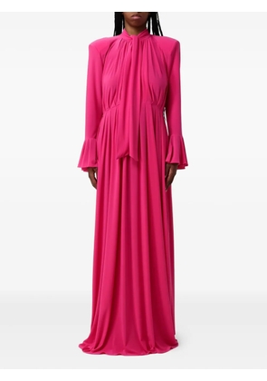 TWENTY FOURHAITCH tie-neck flounce-sleeves gown - Pink