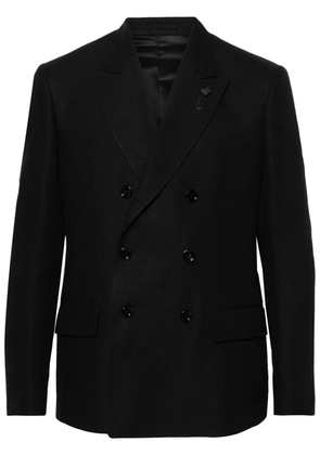 Lardini double-breasted linen blazer - Black