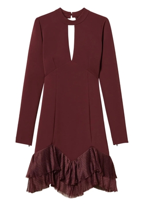 TWINSET pleated tulle flounces mini dress - Red