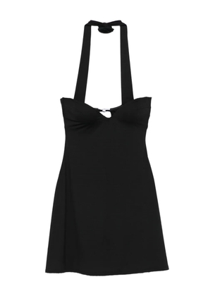 La Reveche halter-neck rose-embellished mini dress - Black