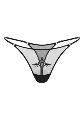 Zhilyova embroidered-motif thong - Black