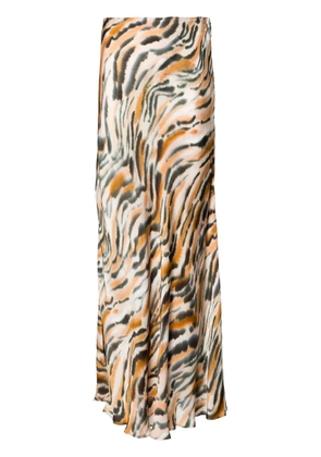 TWINSET animal-print satin maxi skirt - Brown