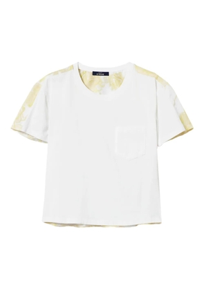 TWINSET patterned-panel T-shirt - 12476_BIC.PAPERS/YELLOW PEAR ROSES