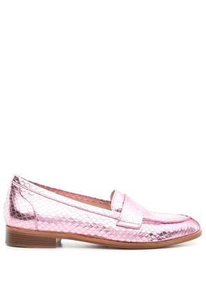 P.A.R.O.S.H. snakeskin-effect metallic loafers - Pink
