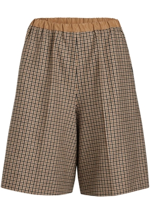 Patou houndstooth-pattern longline shorts - Brown