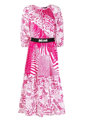 Just Cavalli graphic-print flared dress - Pink
