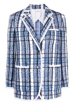 Thom Browne tartan-checked bouclé blazer - Blue