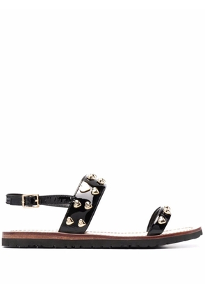 Love Moschino heart-stud flat sandals - Black