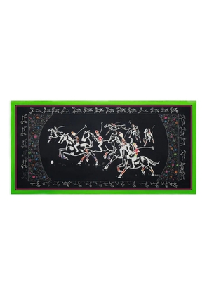 Shanghai Tang equestrian print silk scarf - Black