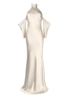 Michelle Mason halterneck drop-sleeve maxi dress - Neutrals