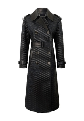 Roberto Cavalli dragon-embroidered quilted coat - Black