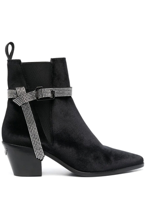 Zadig&Voltaire crystal-embellished 70mm velvet boots - Black