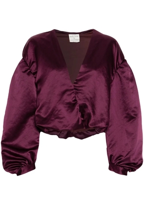Forte Forte satin V-neck cropped blouse - Purple