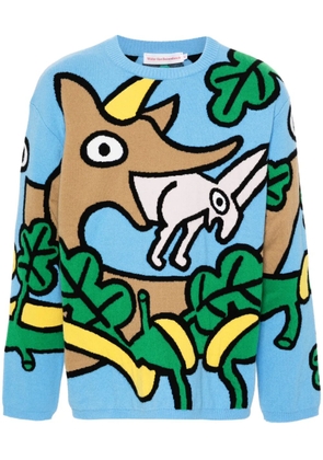 Walter Van Beirendonck Wisdom intarsia-knit wool jumper - Blue