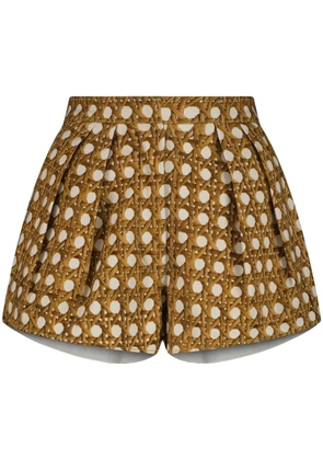 Giambattista Valli Vienna Straw pleated shorts - Brown