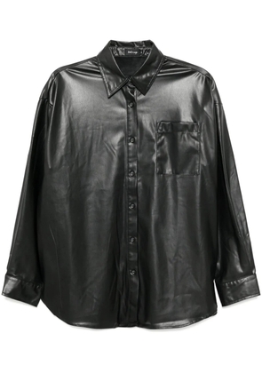 tout a coup faux leather long sleeve shirt - Black
