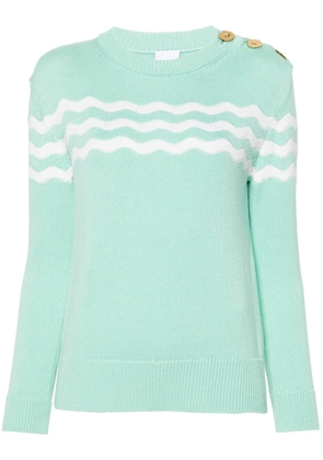 Patou Wave cotton-merino jumper - Green