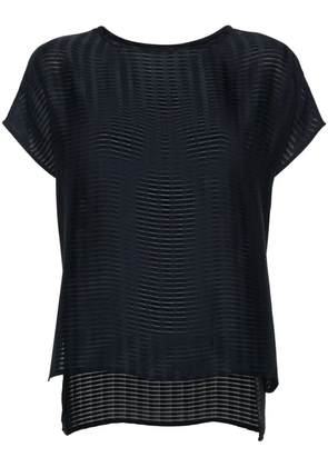 Emporio Armani sheer-panels striped T-shirt - Blue