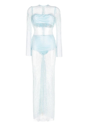 Bronx and Banco Webb crystal-embellished mesh dress - Blue