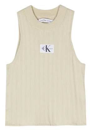 Calvin Klein Jeans logo-patch ribbed-knit top - Green