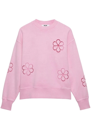 MSGM embroidered-flower sweatshirt - Pink