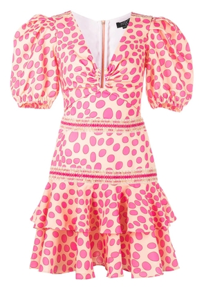 PatBO polka-dot lace-trim mini dress - Pink