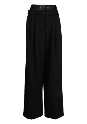 Juun.J double-layer wide-leg wool trousers - Black
