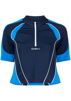 Goen.J colour-block logo-embroidered top - Blue