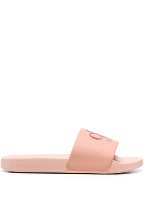 Calvin Klein Jeans logo-print open-toe slides - Pink