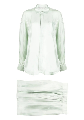 b+ab satin button-up shirt - Green